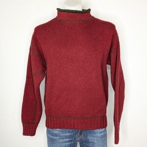 Structure Red Green High Neck Wool Sweater L